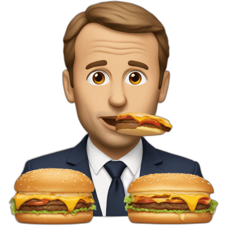 macron eating burgers emoji