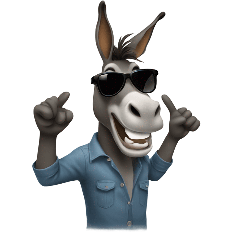 Donkey flipping off with both hands wearing sunglasses  emoji