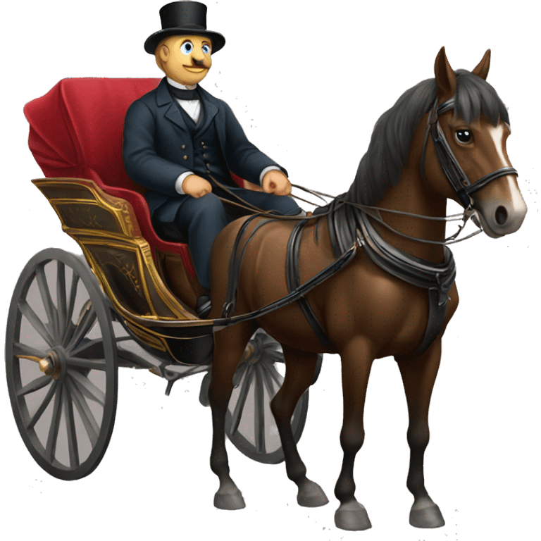 a man sits in a horse-drawn carriage from Russia in the 19th century emoji