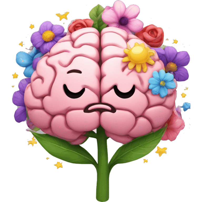 flowers, brain, stars emoji