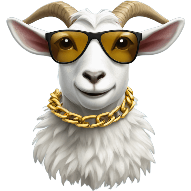 Goat wearing golf chain and sunglasses  emoji