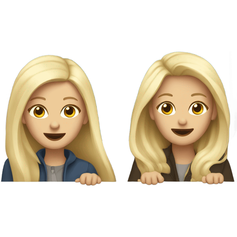 Two blonde white girls on a train  emoji