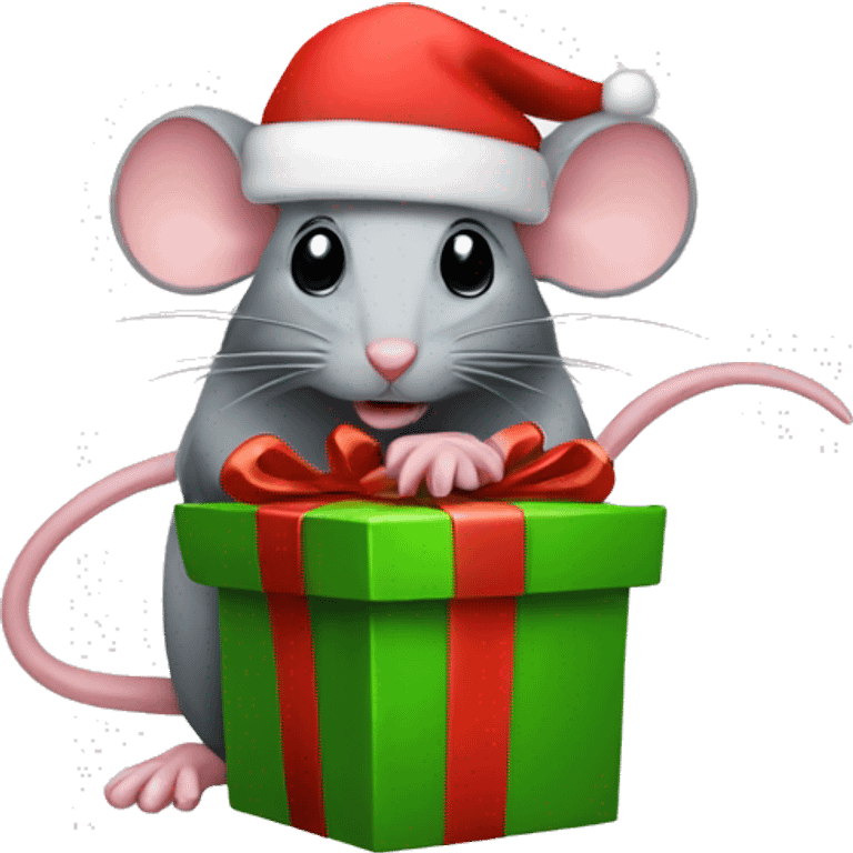 mouse with santa hat and Christmas Gifts  emoji