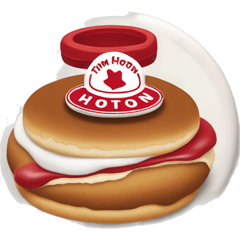 “Tim Hortons store with a red and white color scheme, featuring the classic Tim Hortons logo, a warm and welcoming design that represents a popular coffee and donut shop.” emoji