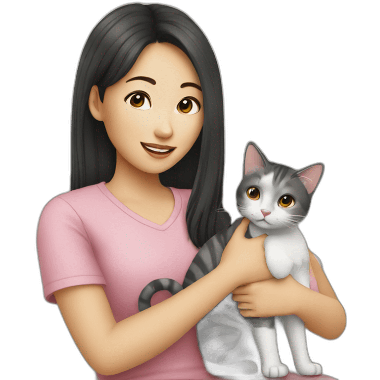 asian girl with cat emoji