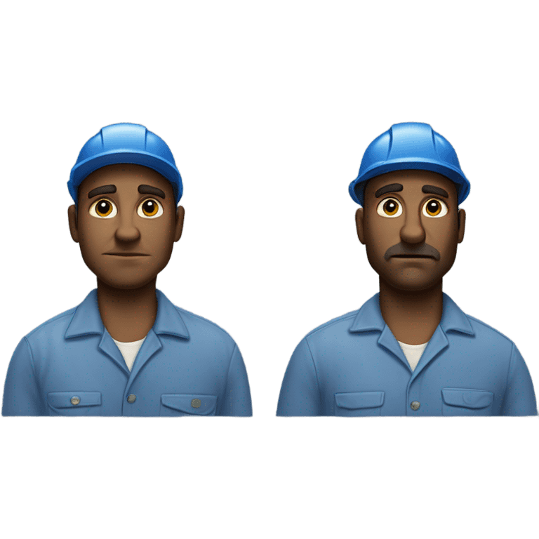 blue collar workers photorealistic serious emoji