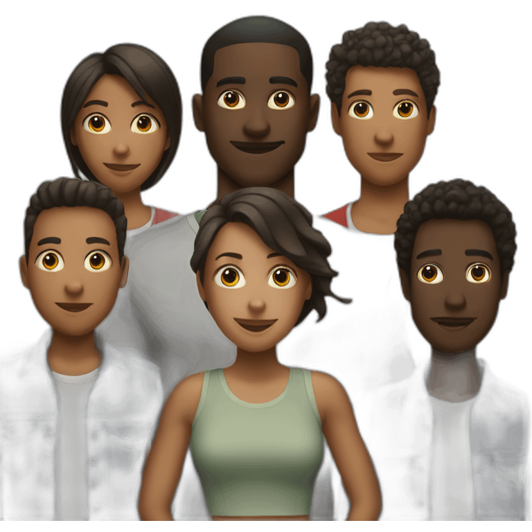 five black guys standing behind a girl emoji