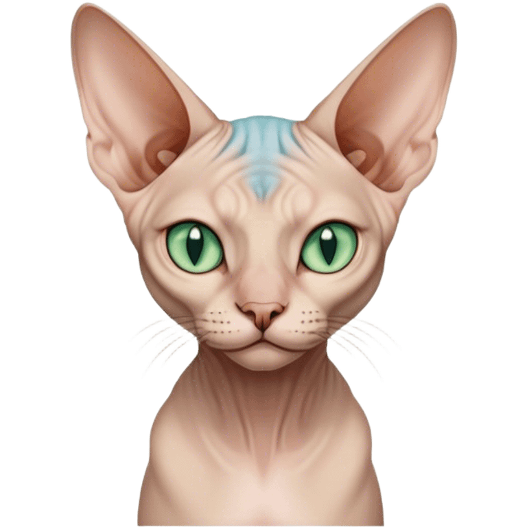 Sphynx cat with light bluegreen eyes emoji