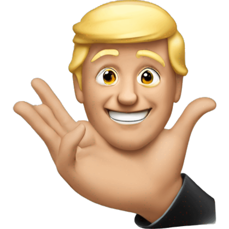 Smiling emoji with open hands but make it trump emoji