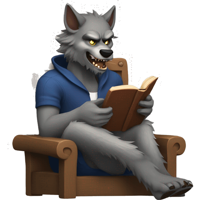 werewolf reading a book emoji