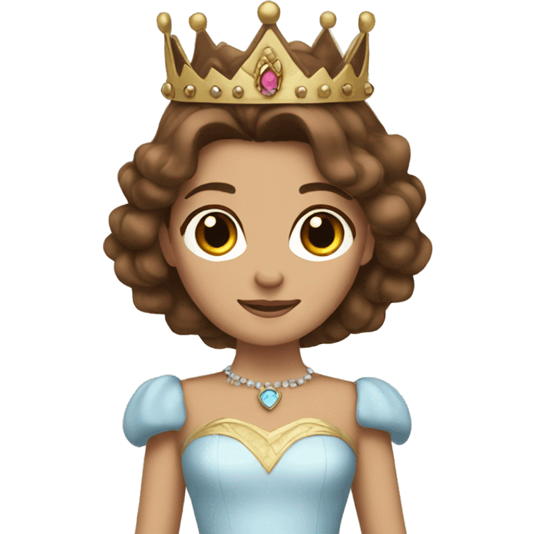 Princess with brown hair and crown emoji