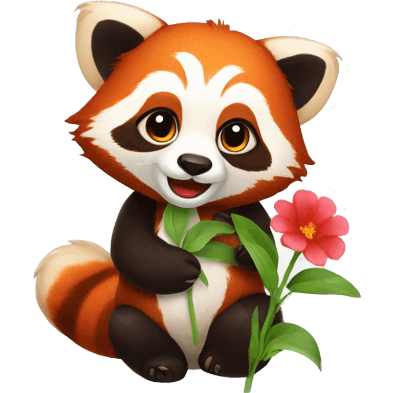 red panda with flower emoji