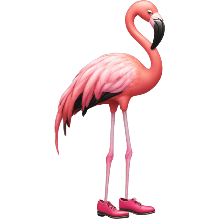 crying flamingo wearing tap shoes emoji