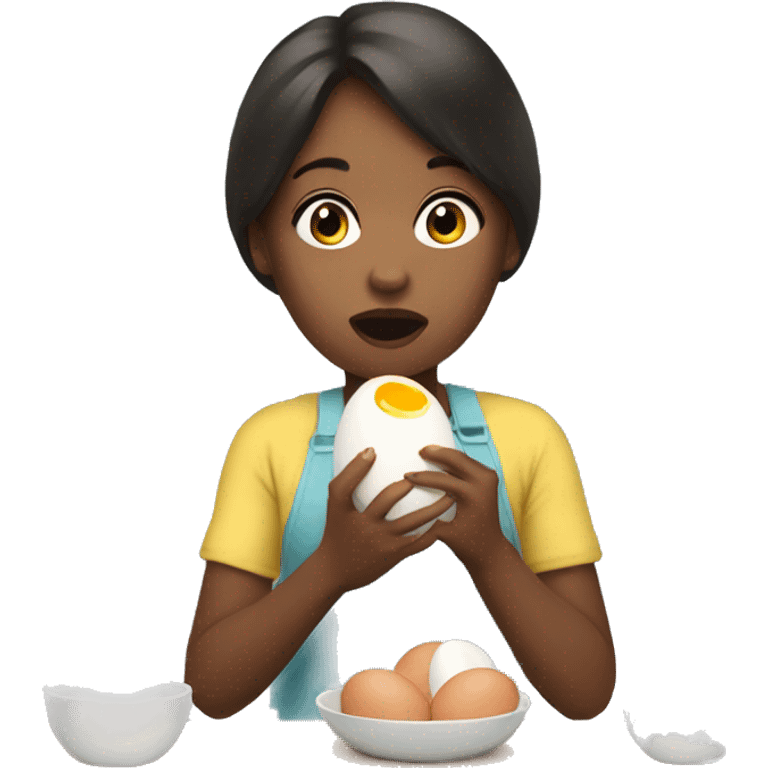 a girl eating boiled eggs emoji