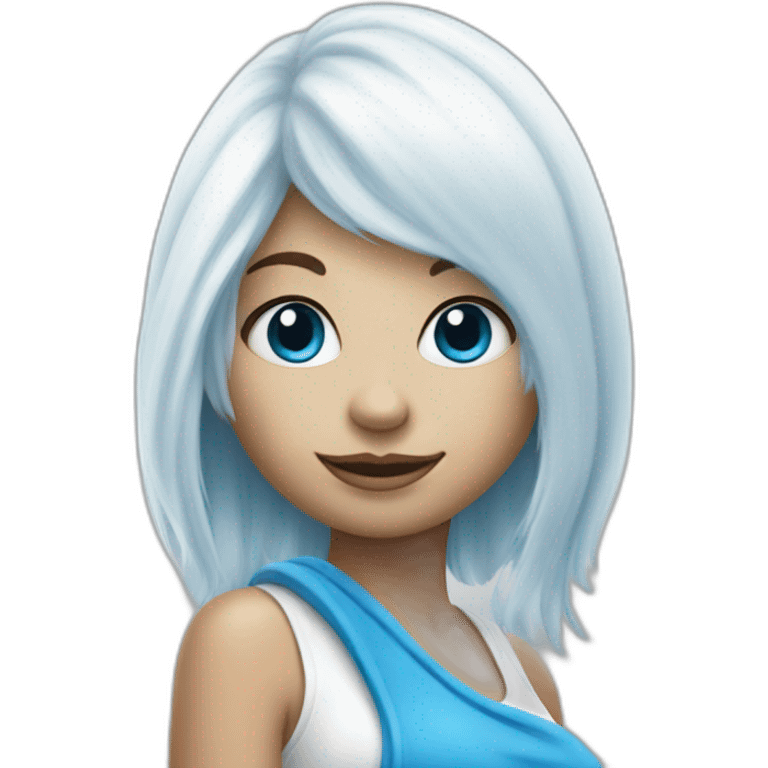 smurf girl with smurf skin and white hair emoji