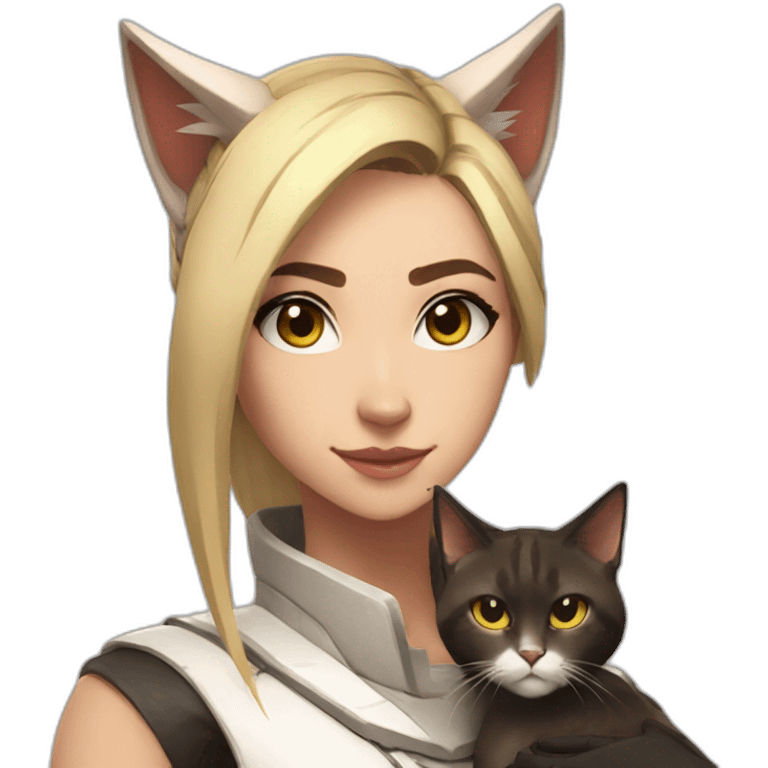 mercy from overwatch with a cat emoji