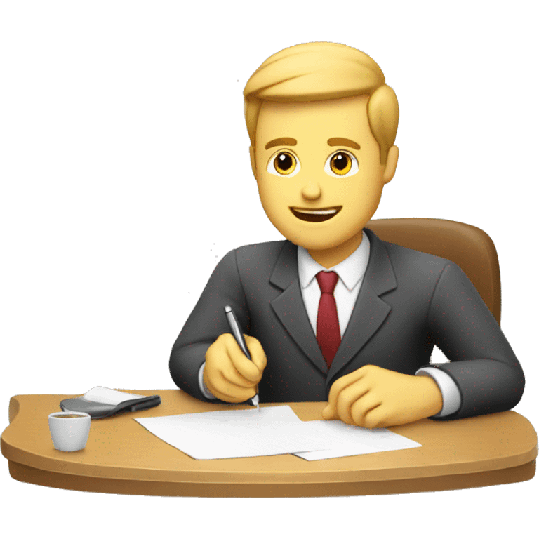 white Sales man writing an offer emoji