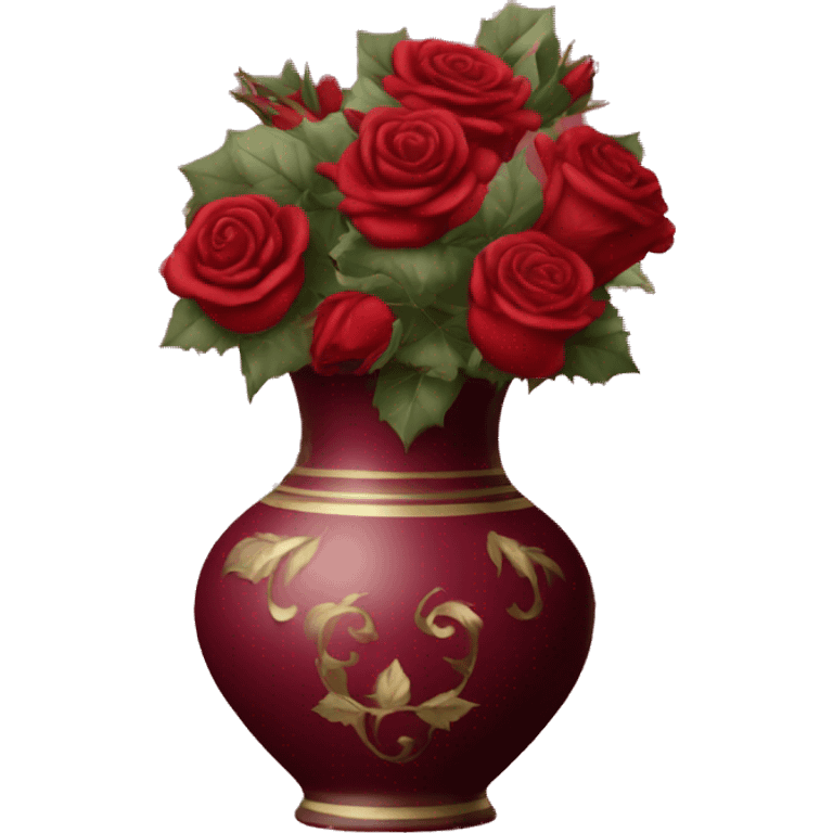 maroon Christmas vase with roses emoji