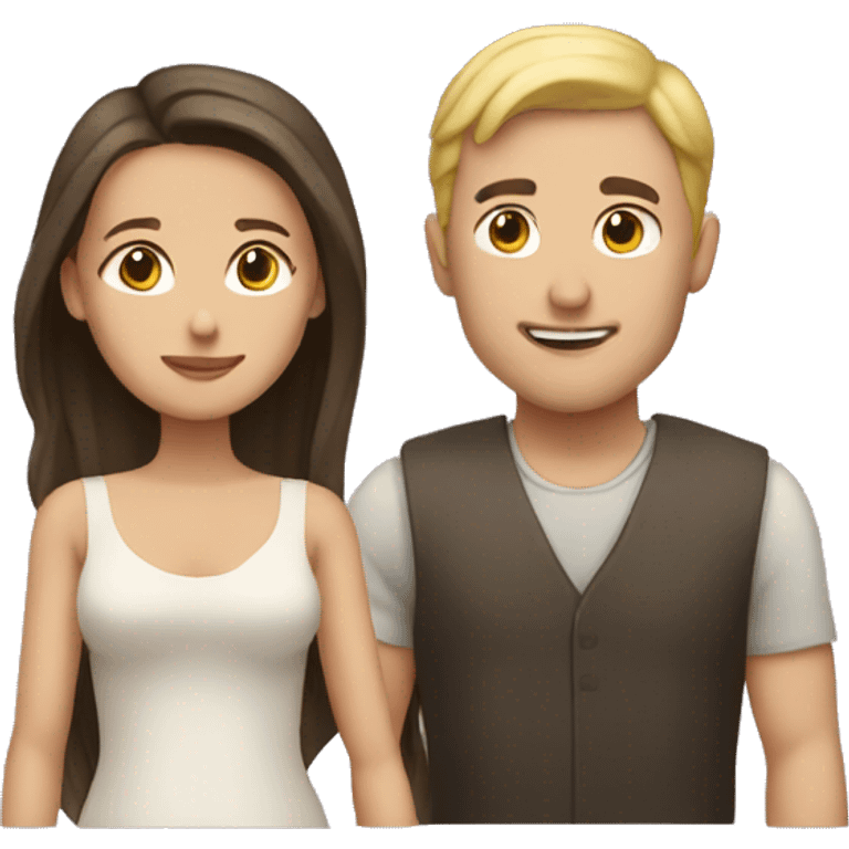 Blond man and brunette woman in love emoji