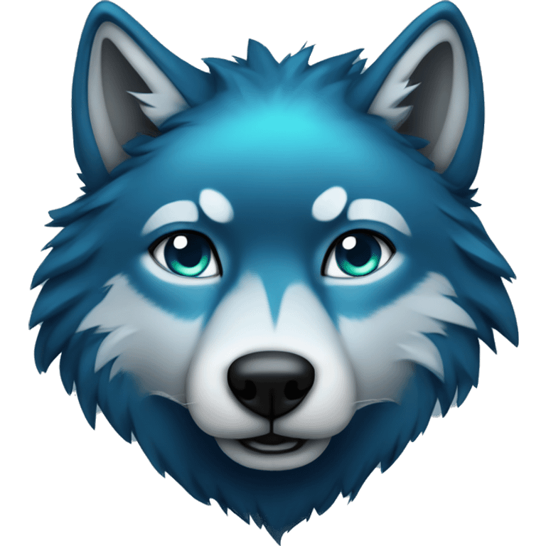 Wolf, Dark Blue fur with Aqua highlights emoji