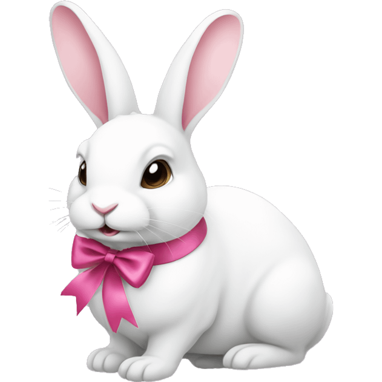 White rabbit with a pink ribbon  emoji