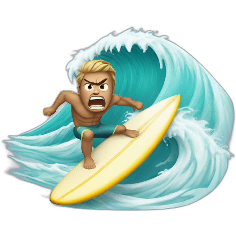 angry surfer on a surfboard emoji