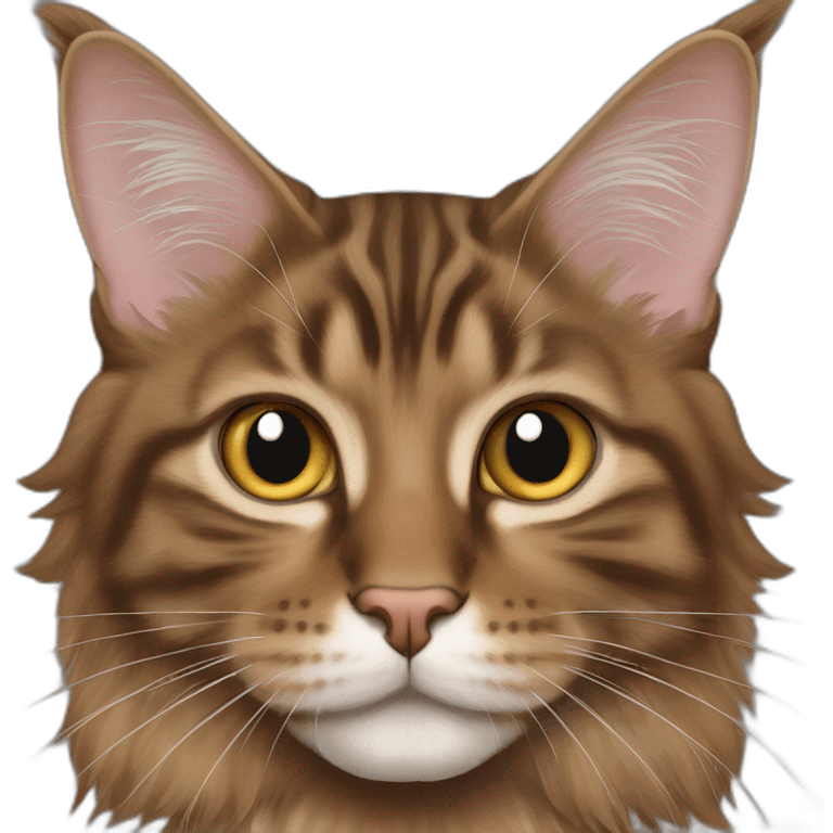 brown maine coon tabby cat in front of screen emoji