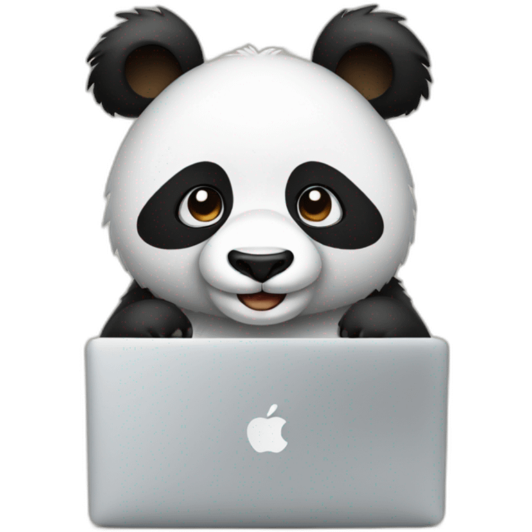 Panda using macbook emoji