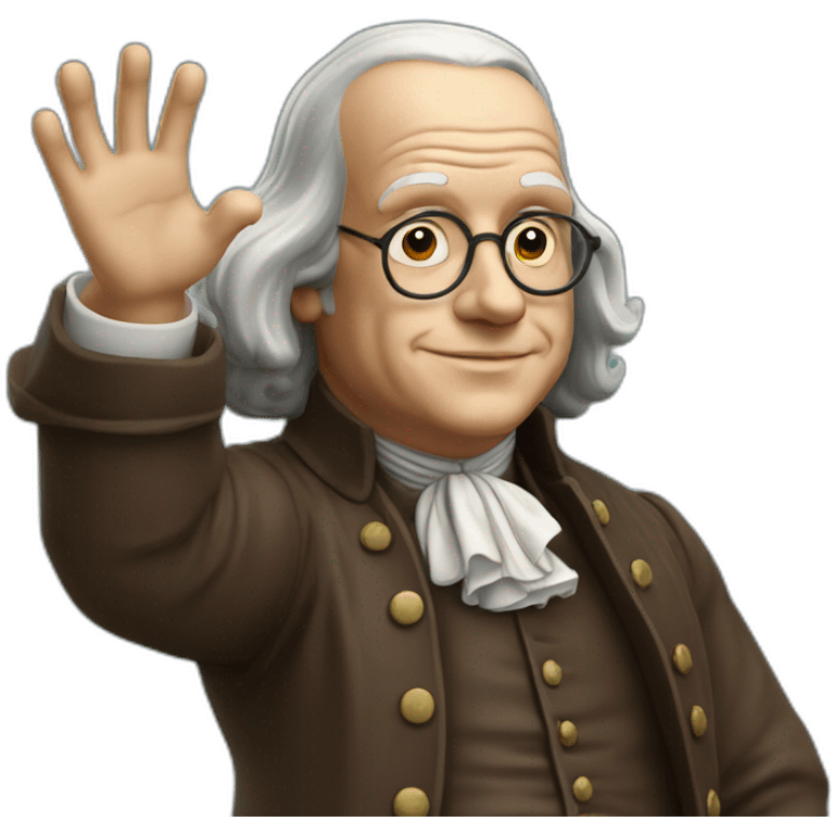 benjamin franklin with an arm up closed realistic emoji