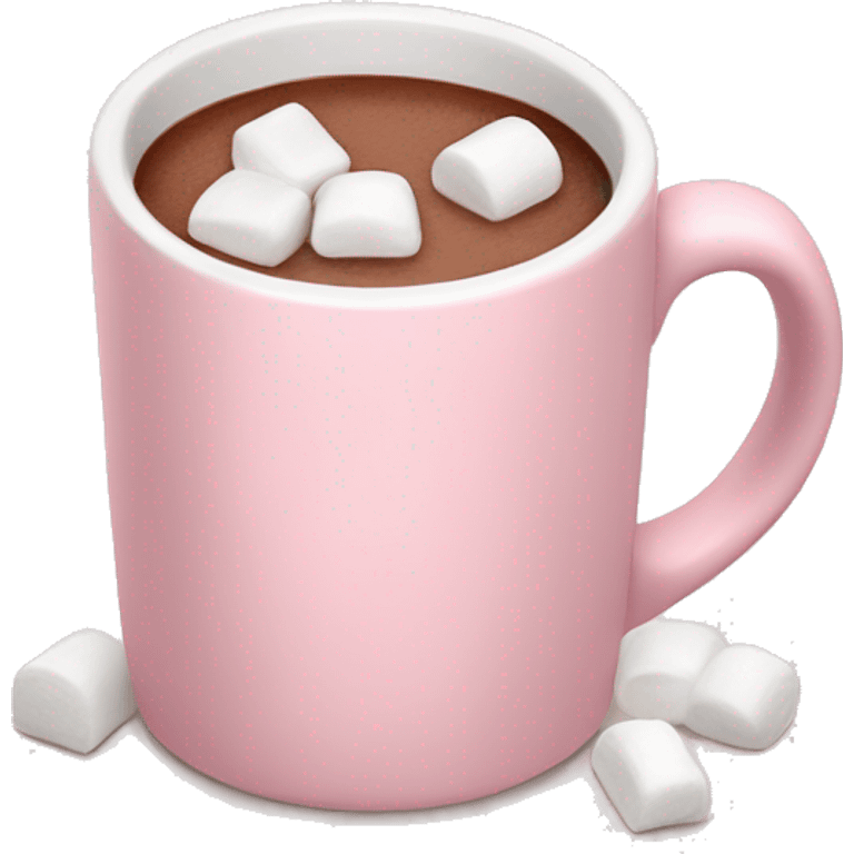 Light Pink mug of hot chocolate with marshmallows  emoji