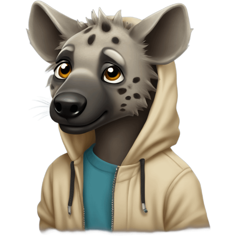 Hyena wearing ￼a a hoodie  emoji