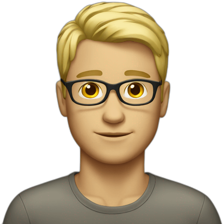 Blond guy with short cut and glasses emoji