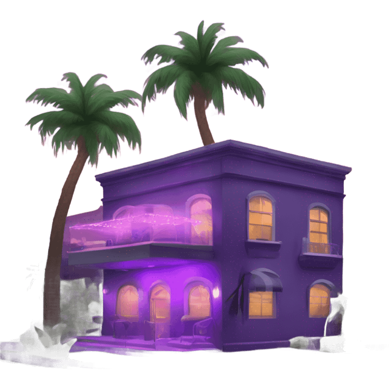 I need a two story night club with purple lights and palm trees named Jaguars emoji