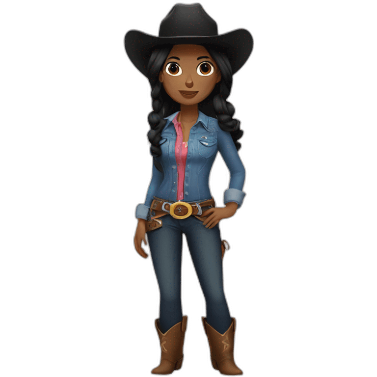 cowgirl straight black hair emoji