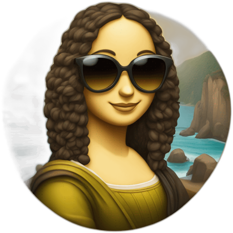 Mona Lisa with sunglasses at the beach emoji