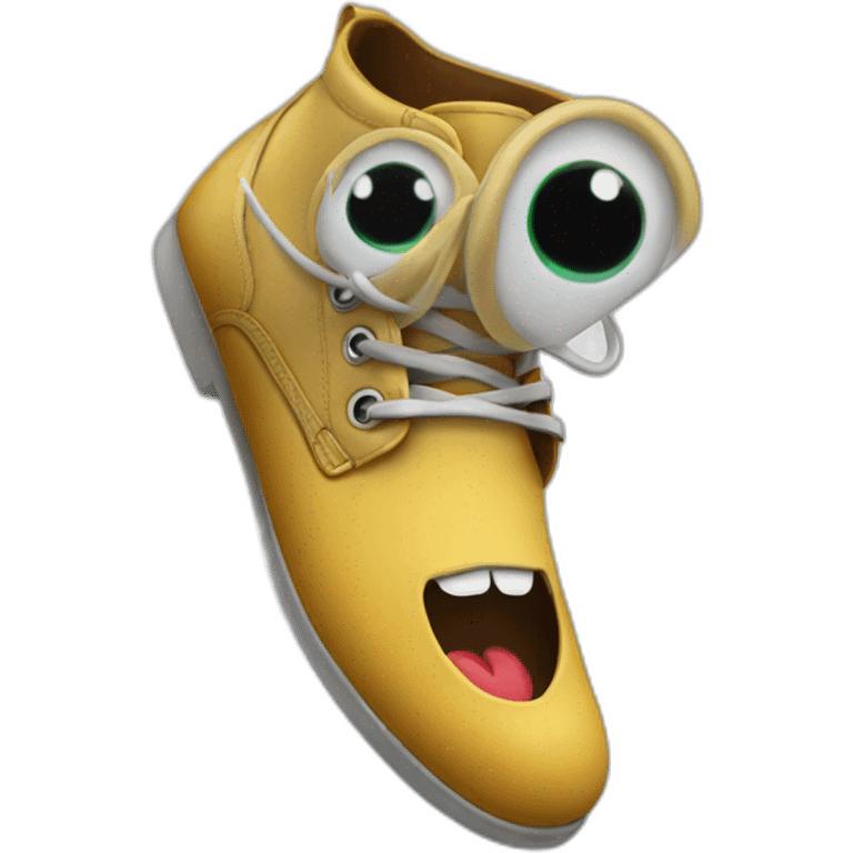 A shoe with eyes and a mouth emoji