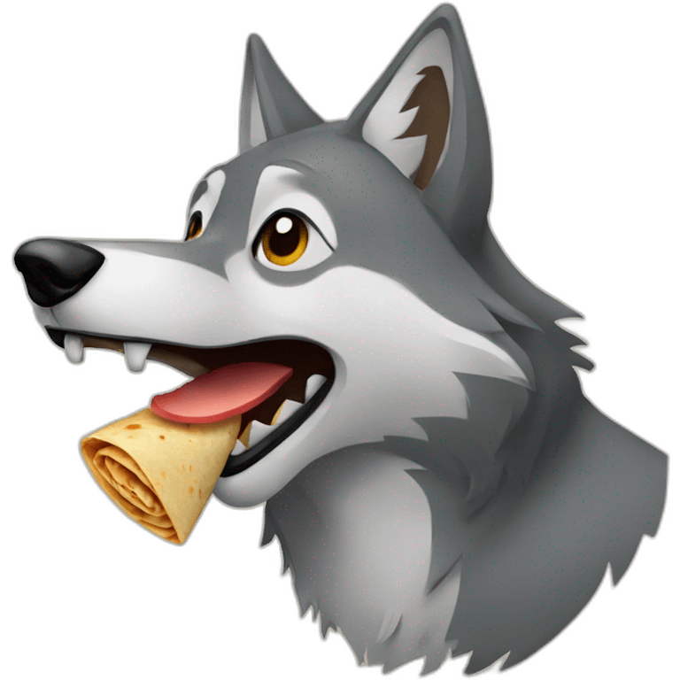 Wolf eating wrap emoji