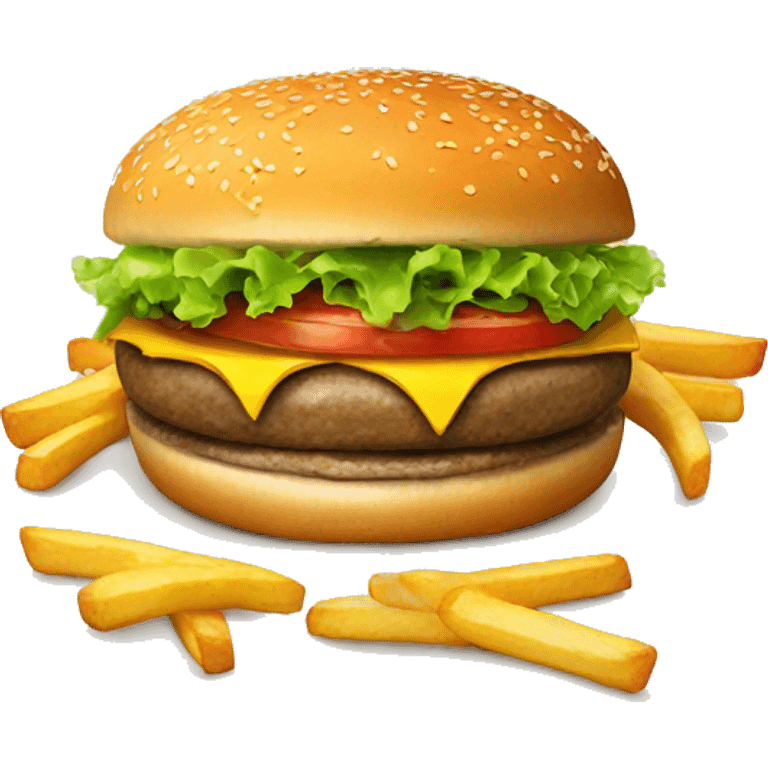 realistic looking burger and fries emoji