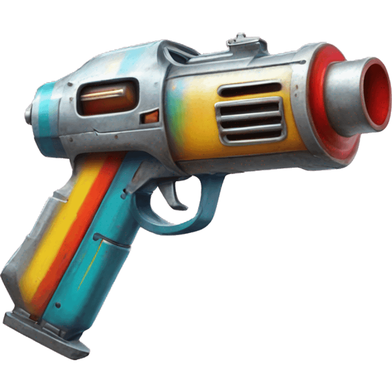 colorful retro laser gun shaped like a rocket from fallout emoji