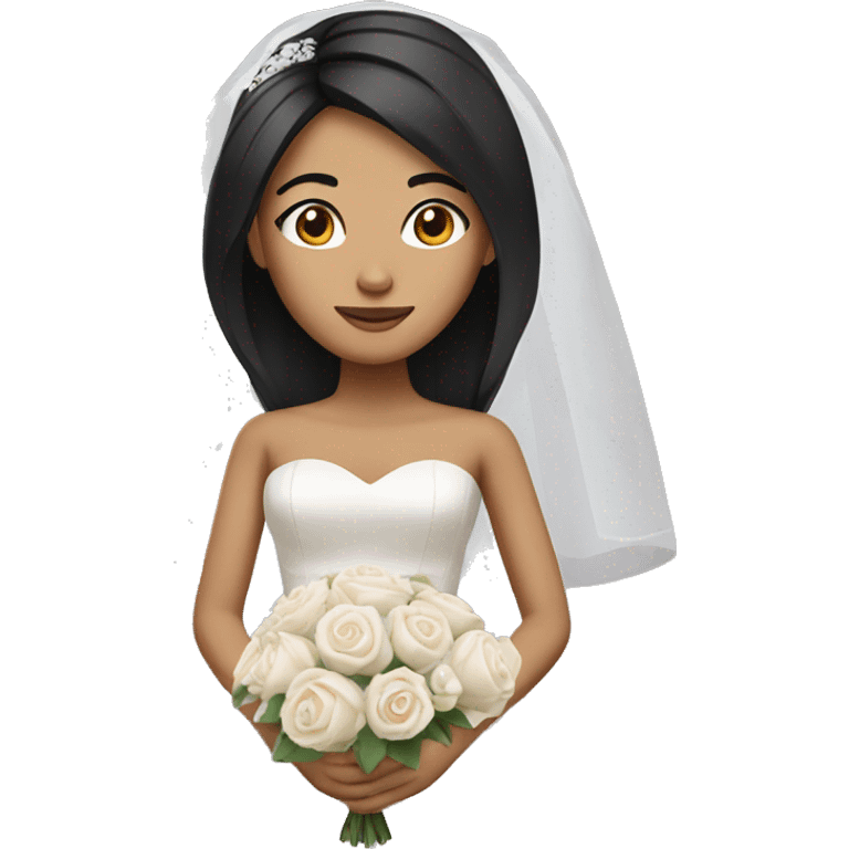  bride with brown skin  asian face and black straight  hair emoji