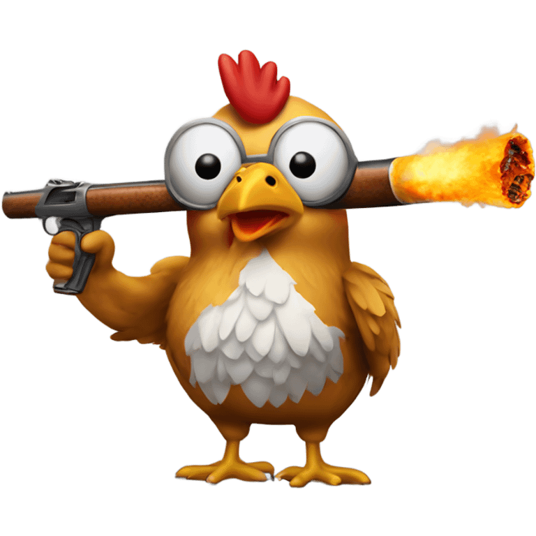 Chicken with a cigarette and a shotgun emoji