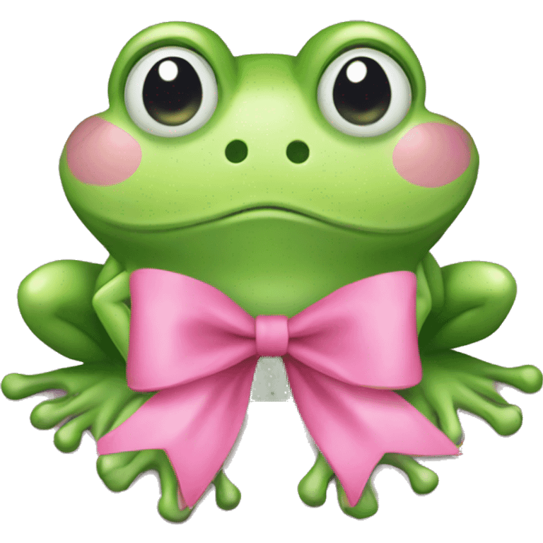 Light green Frog with a pink bow  emoji