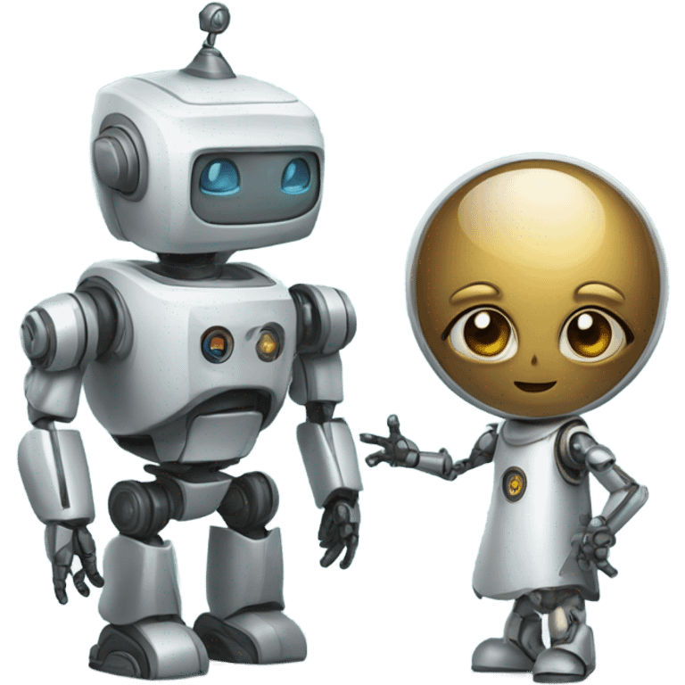 robot and magic emoji