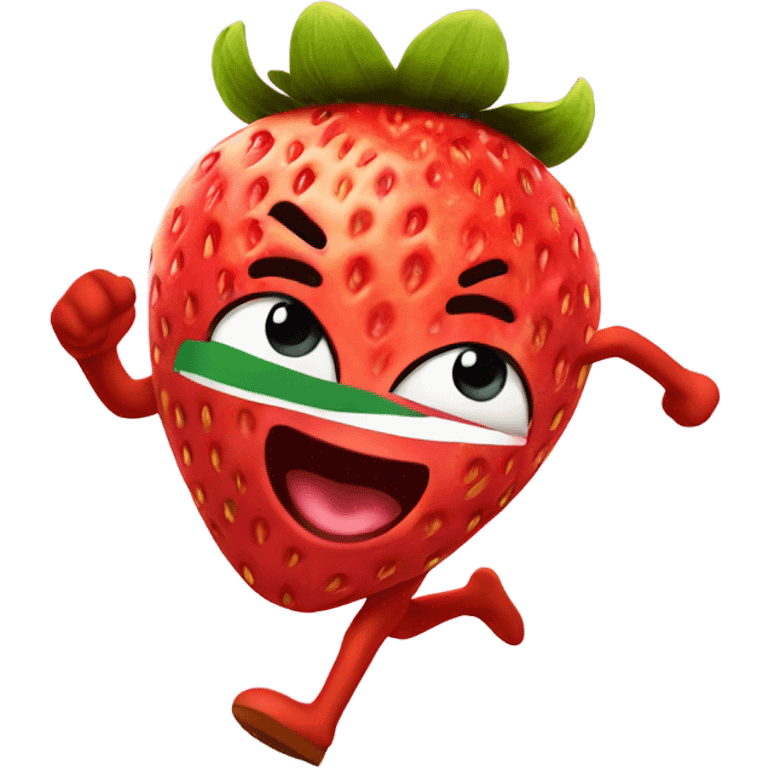 strawberry sprinting fast emoji