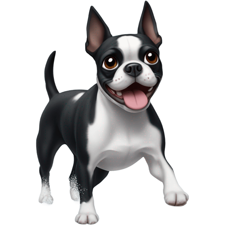 Boston terrier in snow emoji