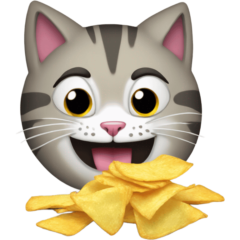 Cat strangling a bag of chips emoji