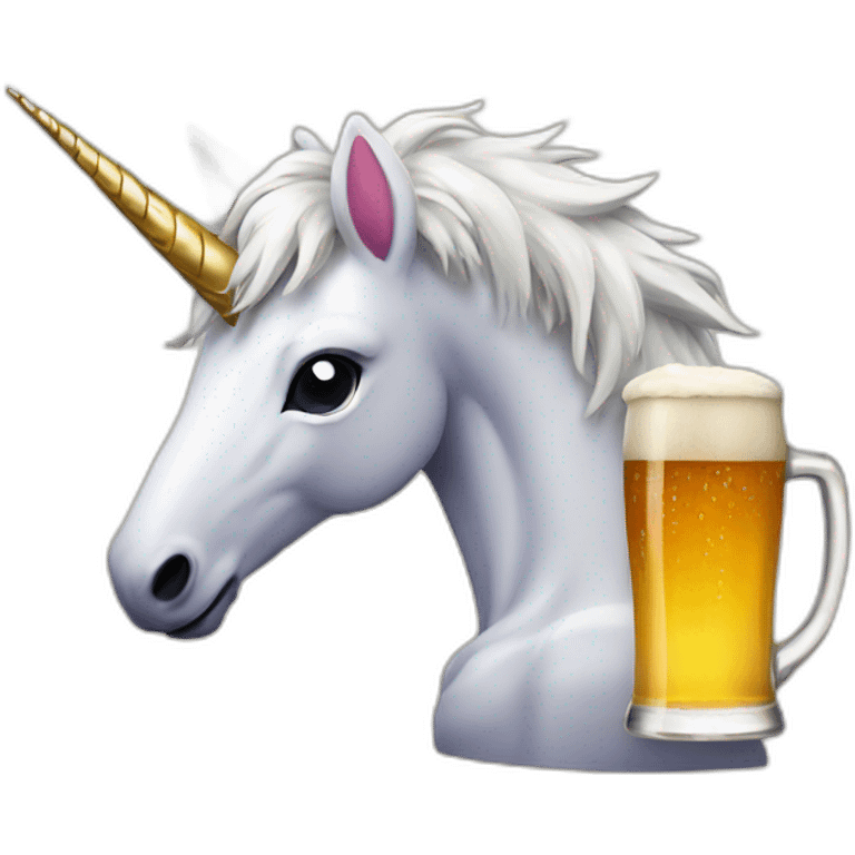 A unicorn beer emoji