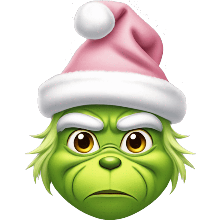 Grinch with a light pink santa hat emoji