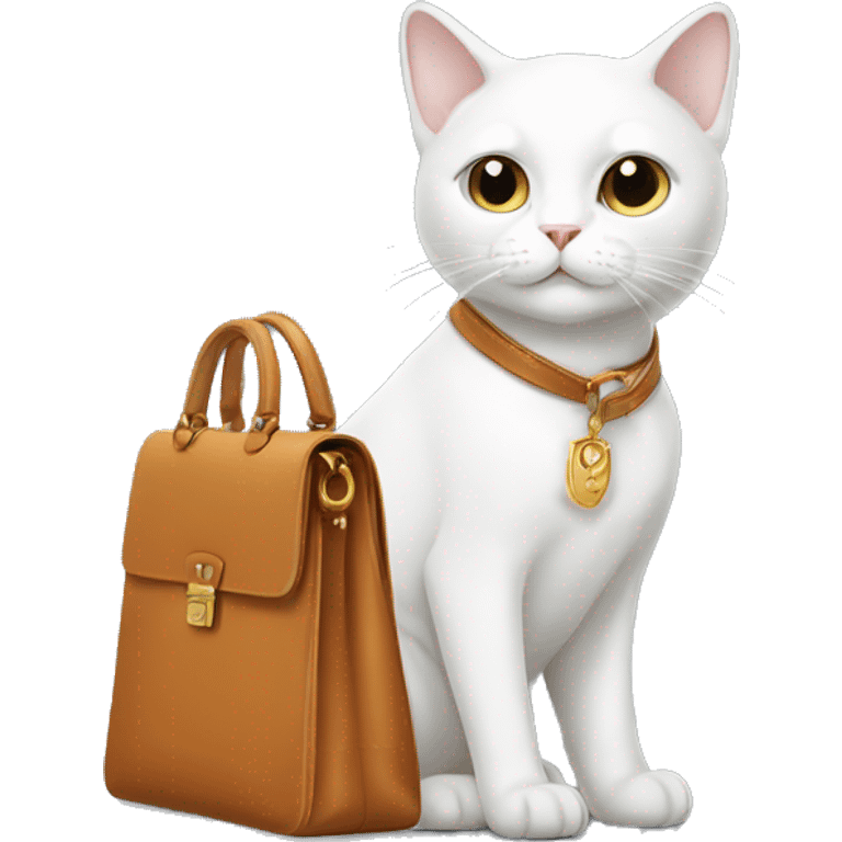 White cat with Hermes bag emoji