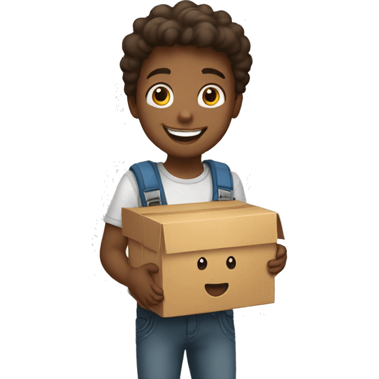 happy boy holding box emoji